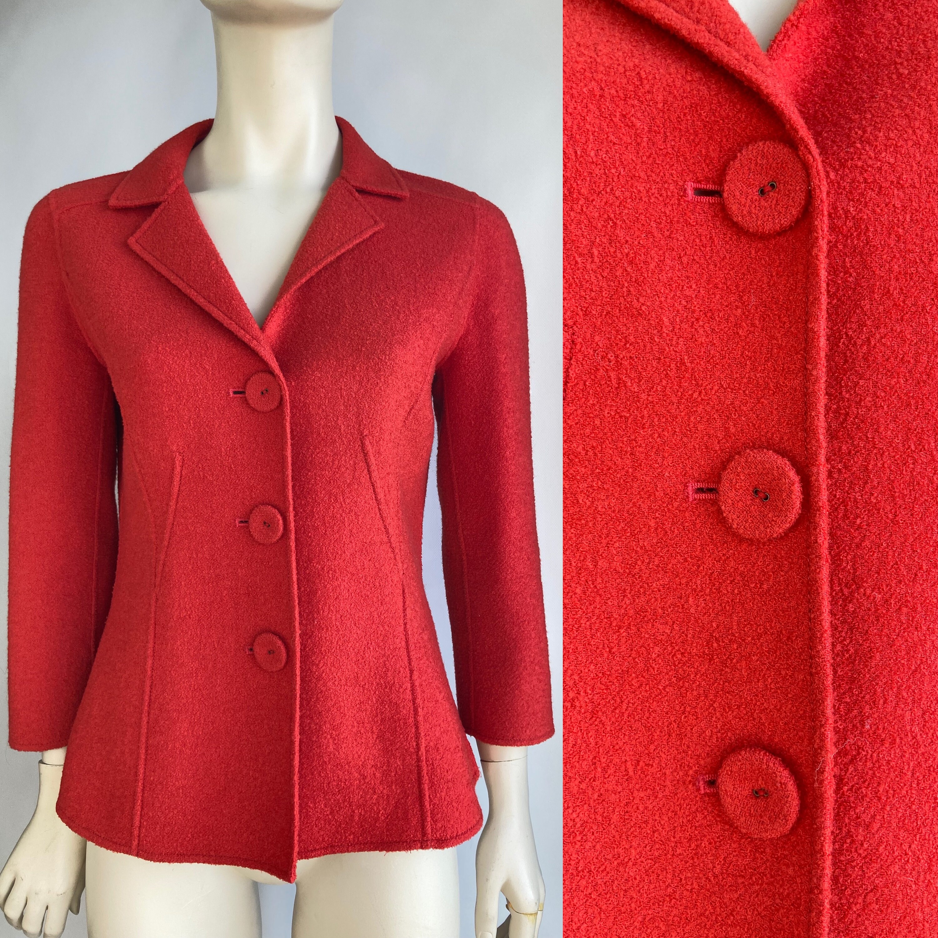Red Wool Blend Blazer - Vintage Chic 1980s Tailored Jacket Red Wool Blend Blazer - Vintage Chic 1980s Tailored Jacket