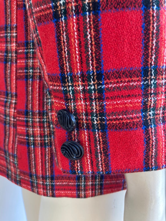 Red checked blazer with black buttons and details… - image 7