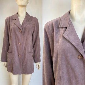 Blazer oversize pour femme taille L - manches réglables, entièrement doublé - veste vintage des années 1990 en brun poussiéreux