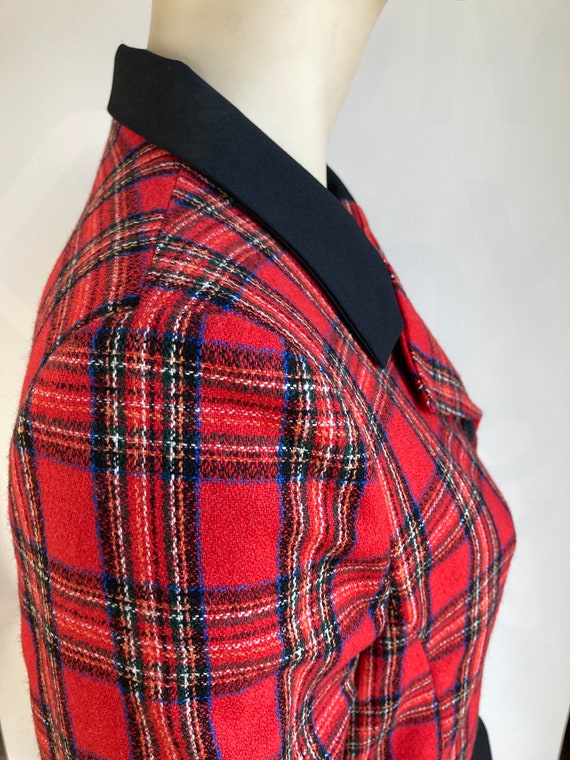 Red checked blazer with black buttons and details… - image 5
