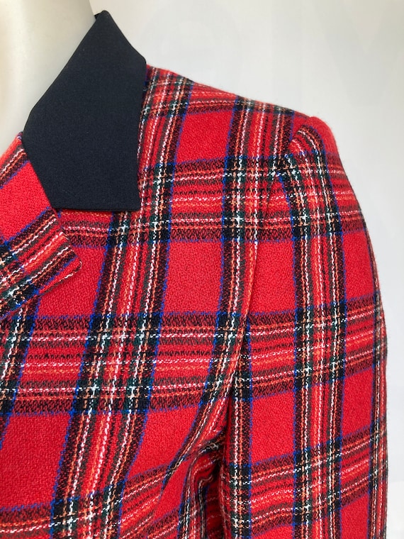 Red checked blazer with black buttons and details… - image 6