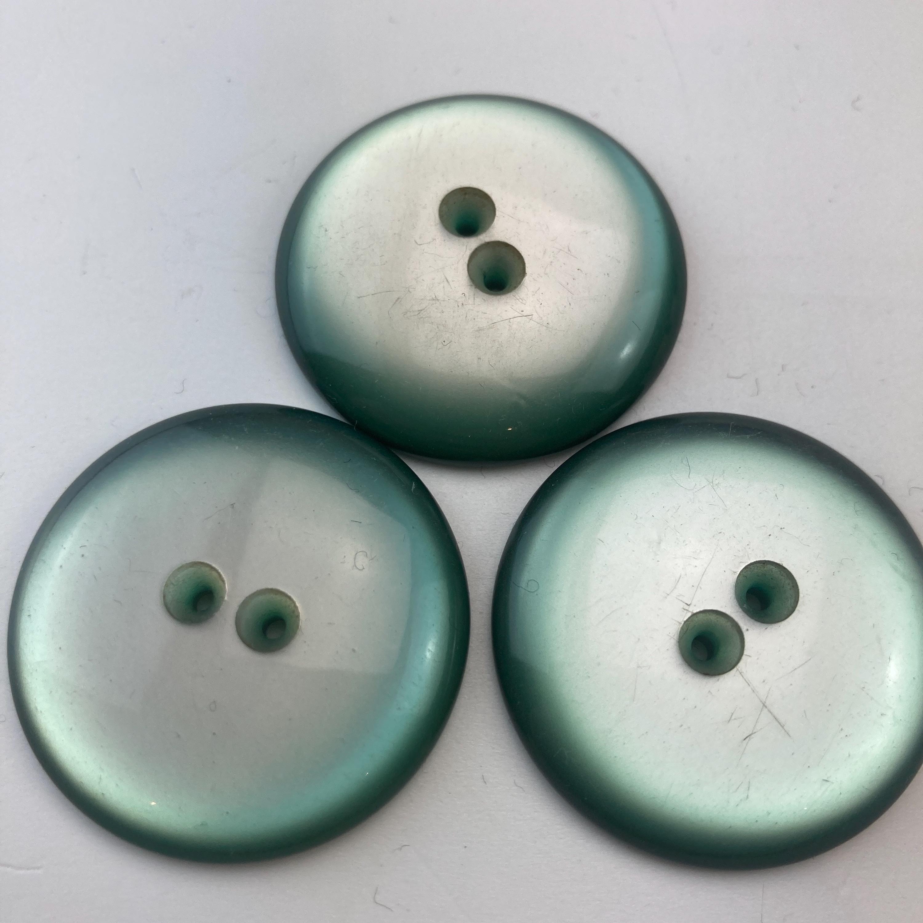 Lot De 6 Boutons Vintage Vert Foncé Moiré | Diamètre 34 Mm | Plastique 2 Trous | Pour Manteau, Tricot, Artisanat
