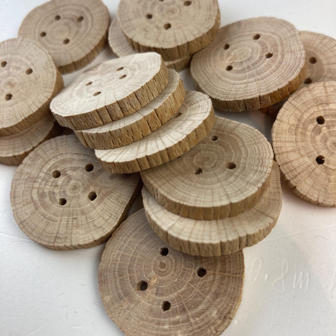 Rustic Wood Buttons, Handmade Carved 4-hole, 25mm - Etsy