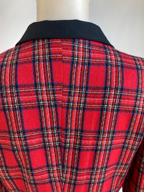 Red checked blazer with black buttons and details… - image 4