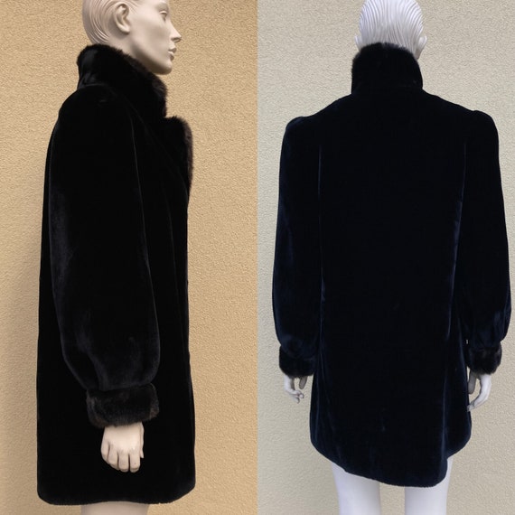Borgazia faux fur coat S/M in black, vintage fur … - image 2