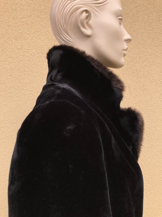Borgazia faux fur coat S/M in black, vintage fur … - image 7