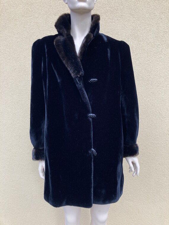 Borgazia faux fur coat S/M in black, vintage fur … - image 4