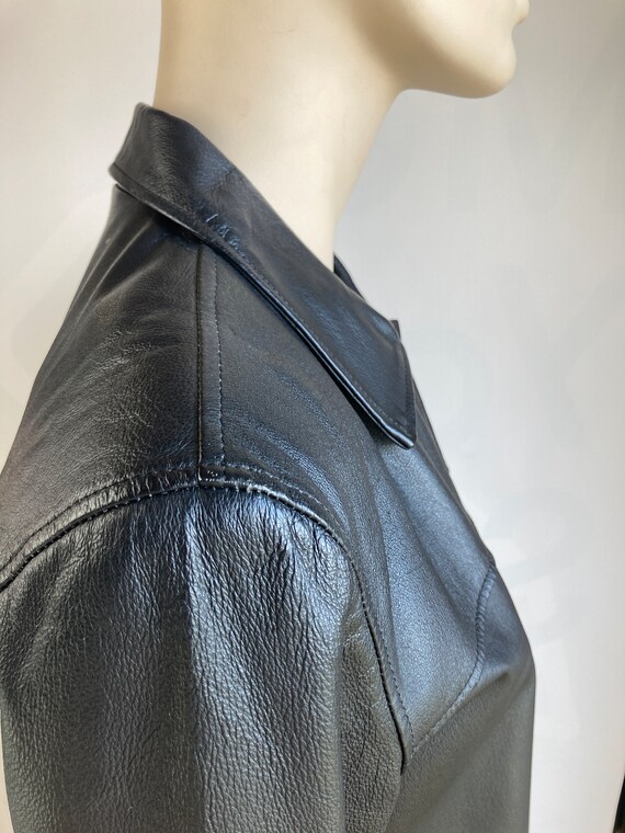 Real leather jacket size 44 in black with shoulde… - image 3