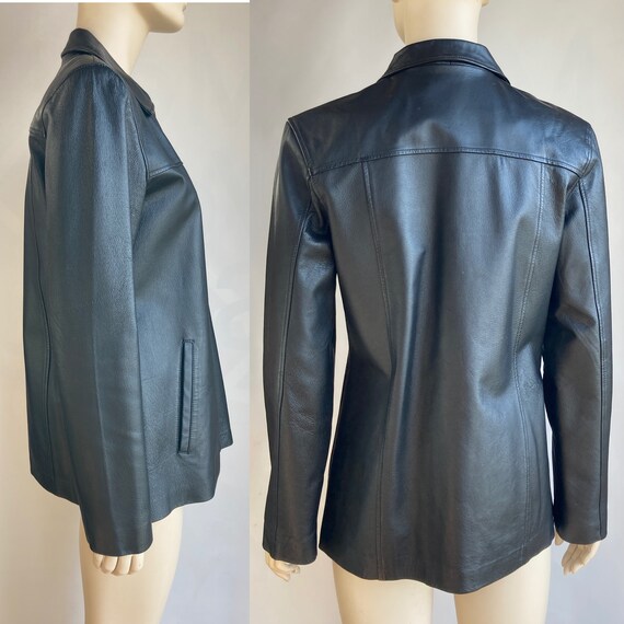 Real leather jacket size 44 in black with shoulde… - image 2