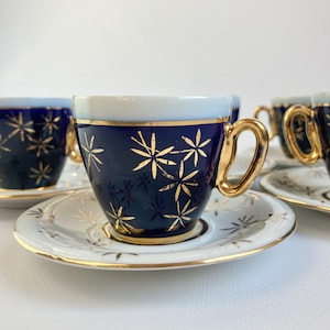 Vintage porcelain tea/coffee set by JSK made i Czechoslovakia, tea/coffee cups and saucers set