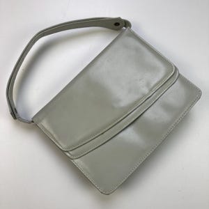 Vintage Grau Handtasche | Klassische Retro Geldbörse mit Gold-Ton-Hardware | Zeitloses Mode Accessoire