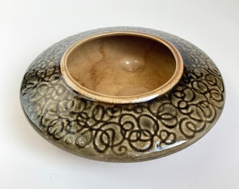 ヴィンテージ HHH サイン入り テクスチャー アート 陶器 花瓶 和風 90