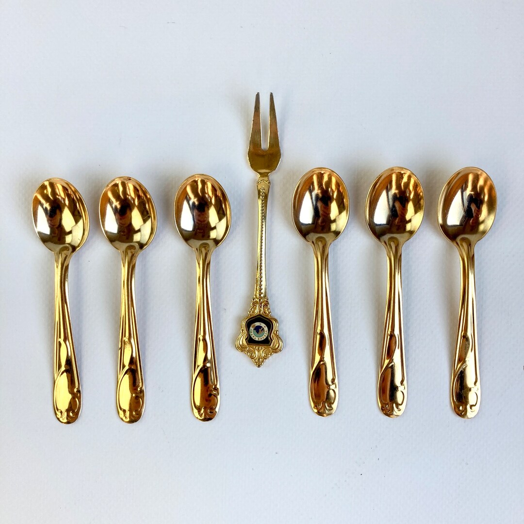 金色のスプーン6本セット、ヴィンテージのお土産 - Etsy 日本