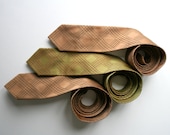 80's vintage necktie, neckties in green and brown, groom and best men neckties, wedding offer