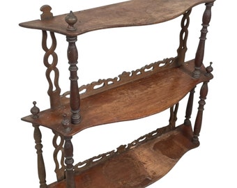 Antique French Wall Hanging Or Standing Shelf Wood Plinth Stand Display Rest DAMAGED c1910's / EVE