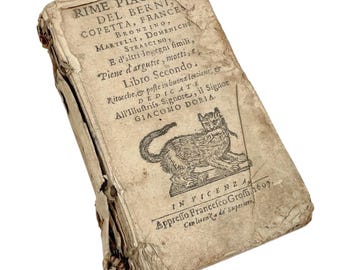 Antique Italian Poetry Song Book Damaged Worn Collection Books Collection Memorabilia Collector circa 1609 / EVE