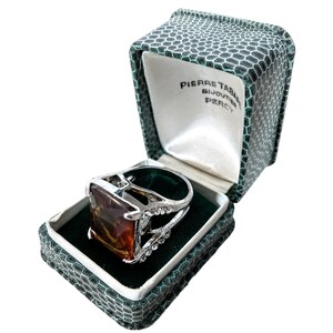 Vintage French Pierre Tabard Faux Lizzard Green Ring Box Jewellery Jewelry Treasure circa 1980-90&#39;s / EVE