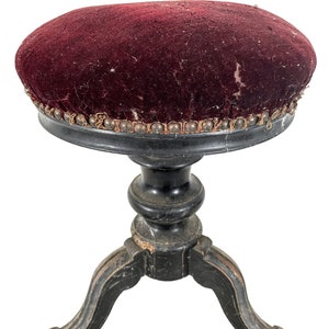Piano Stool Antique French Traditional Wooden Brown Small Chair Stand Display Rest Plinth Seating Tabouret REPAIRS NEEDED c1900&#39;s / EVE
