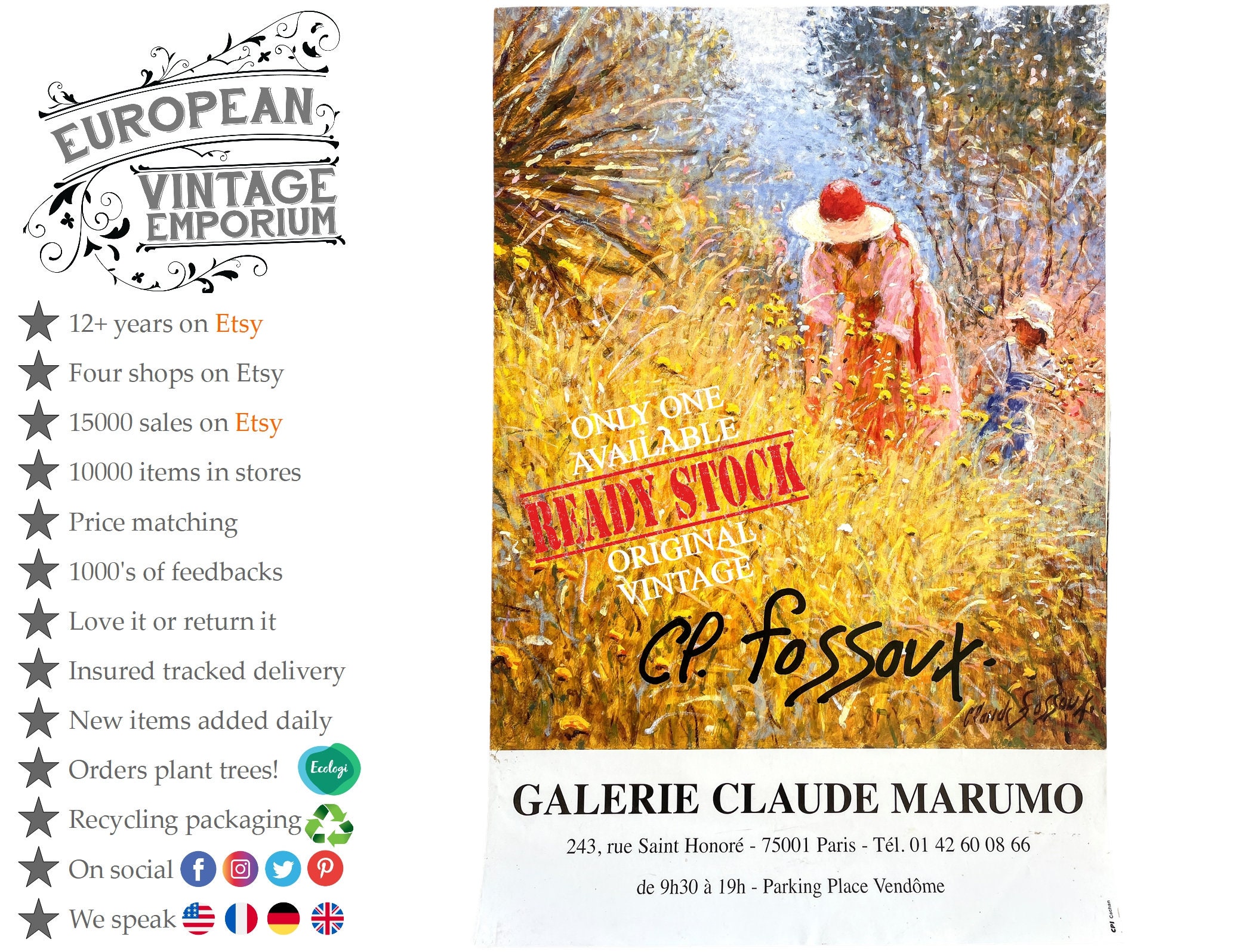 Vintage Galerie Claude Marumo Exhibition Poster Vintage Galerie Claude Marumo Exhibition Poster