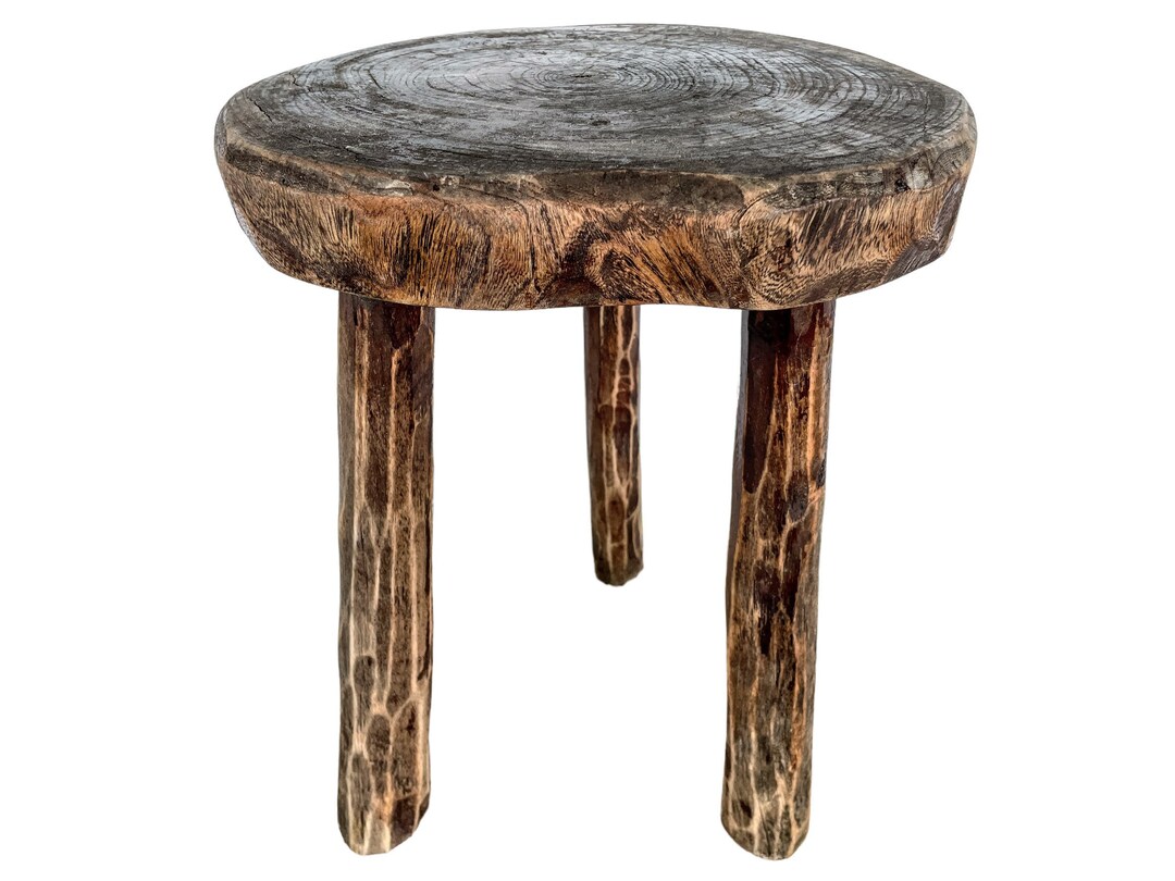 Stool Vintage French Wonky Chunky Heavy Worn Weathered