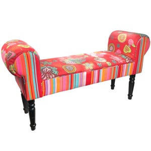 Vintage French Stool Vintage French Cushioned Small Chair Seating DAMAGED FABRIC c1990&#39;s / EVE
