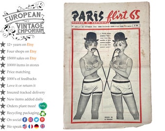 Vintage French Paris Flirt Number 421 20/2/1965 Adult Comic Newspaper Humour Fantasy Cartoons Romance Memorabilia Collector c1964-65 / EVE