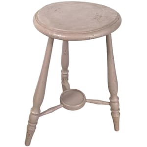 Stool Vintage French Traditional Painted Violet Rose Worn Small Stand Turned Leg Plant Stand Tabouret c1950-60&#39;s / EVE