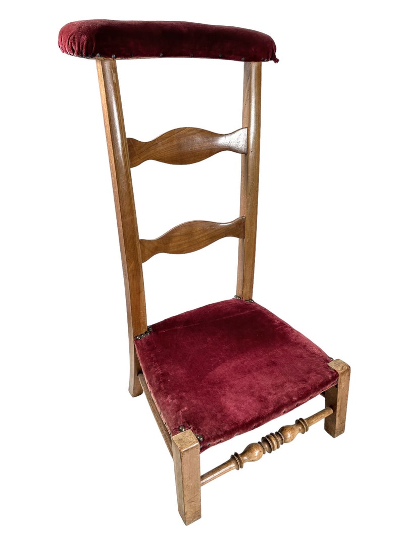 Vintage French Prayer Chair Kneeler Cushioned Chair Wooden Etsy
