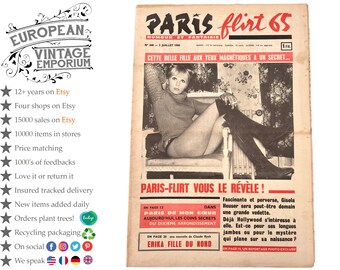 Vintage French Paris Flirt Number 440 3/7/1965 Adult Comic Newspaper Humour Fantasy Cartoons Romance Memorabilia Collector c1964-65 / EVE