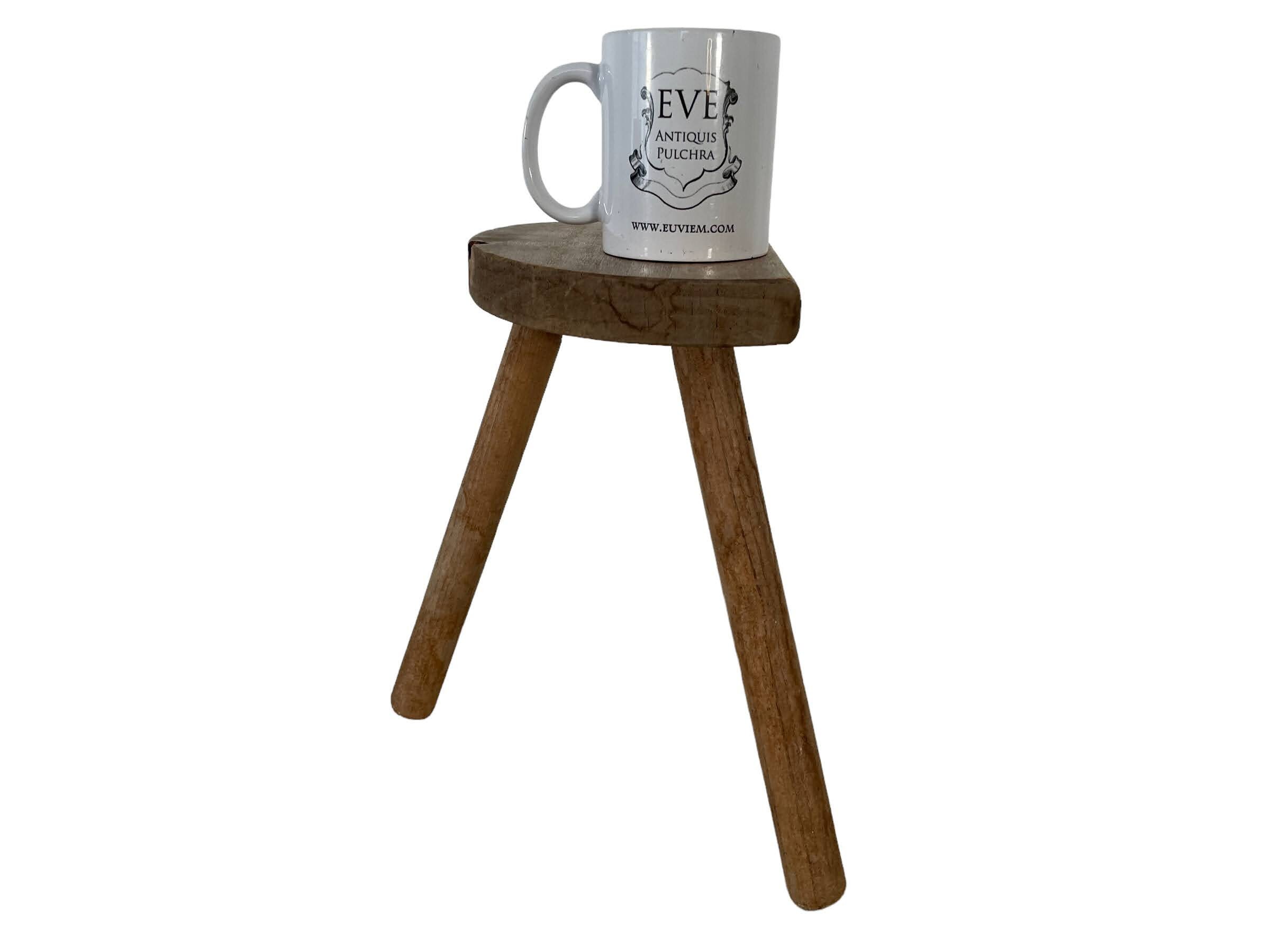 Stool Vintage French Small Milking Stool Wooden Brown Small Chair Stand ...