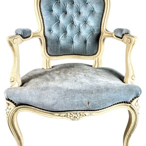 Antique French Louis XV Styled Project Chair Cushioned Chair Wooden Needing Repair Refurbishment Seating c1910-20's / EVE