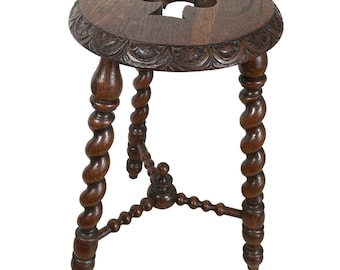 Stool Antique French Traditional Wooden Small Chair Stand Display Rest Plinth Seating Tabouret Barley Twist DAMAGED BROKEN c1900's / EVE