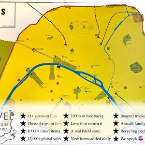 Vintage französisches Plakat Schule Bildungswand Anzeige Französisch Region Paris Doppelseitig Lernkarte Diagramm Unterricht c1970-80's / EVE