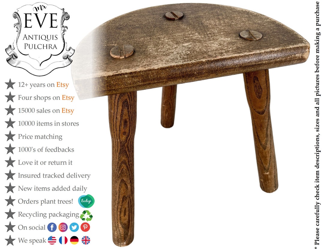 Stool Vintage French Traditional Milking Stool Wooden Brown - Etsy
