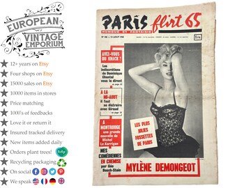 Vintage French Paris Flirt Number 446 14/8/1965 Adult Comic Newspaper Humour Fantasy Cartoons Romance Memorabilia Collector c1964-65 / EVE