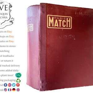 Vintage French Paris Match Le Magazine Collector Binder Memorabilia Collector circa 1960&#39;s / EVE
