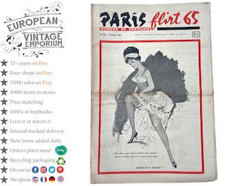 Vintage French Paris Flirt Number 435 29/5/1965 Adult Comic Newspaper Humour Fantasy Cartoons Romance Memorabilia Collector c1964-65 / EVE