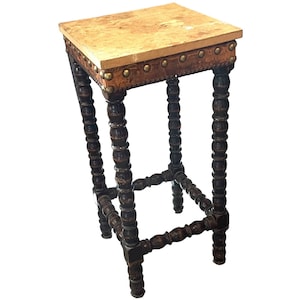 Tall Stool Project Vintage French Traditional Worn Weathered Chair Stand Bobbin Style Leg Rest Plinth Seating Tabouret c1950-60&#39;s / EVE