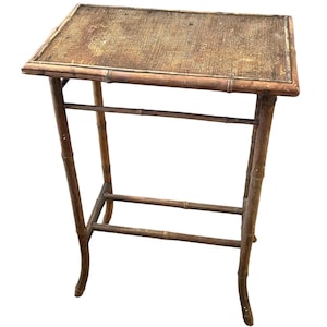 Vintage Asian Tall Table Plinth Plant Stand Brown Display Rest Plinth Side Small Tabouret DAMAGED c1950-60&#39;s / EVE