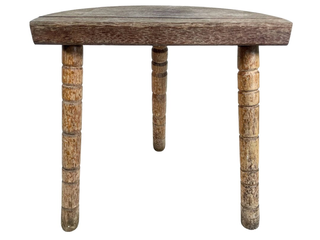 Stool Vintage French Traditional Worn Weathered Milking D Stool Small ...