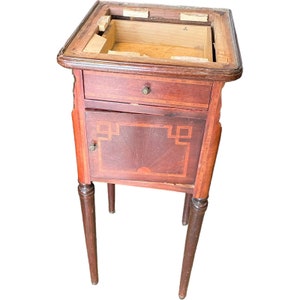 Vintage French Wooden Small Nightstand Sideboard Bedside Cabinet Rest Cupboard Small Storage Unit Wood Display DAMAGED c1940-50&#39;s / EVE