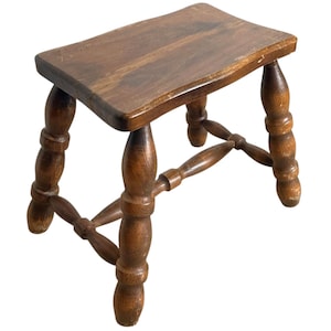 Milking Stool Plinth Vintage French Traditional Worn DAMAGED Table Stand Bobbin Leg Plinth Plant Tabouret c1950-60&#39;s / EVE