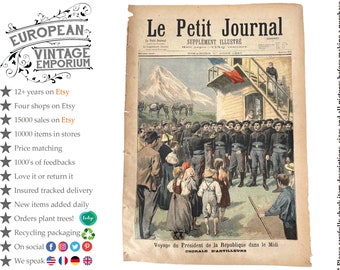 Antique French Le Petit Journal Newspaper Supplement Illustre Number 350 1/8/1897 Illustrations 4 Pages Memorabilia Collector c1897 / EVE