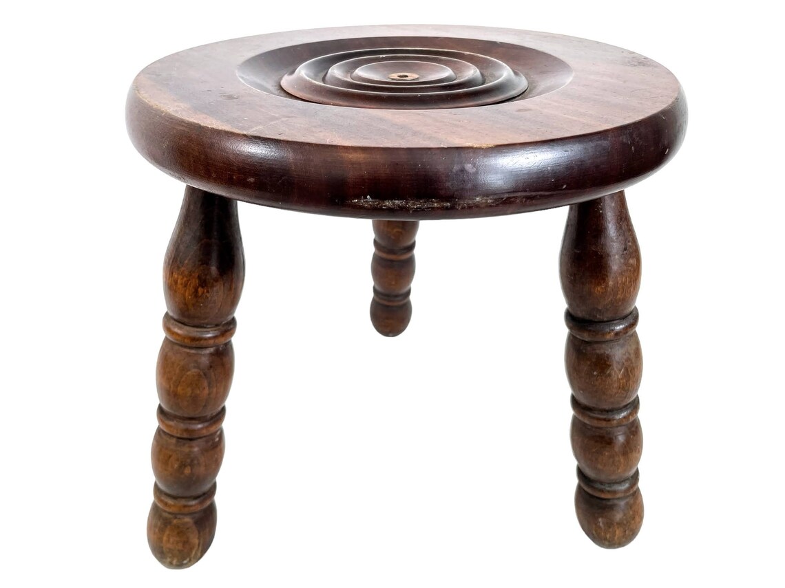 Stool Vintage French Traditional Worn Milking Stool Small Chair Stand ...