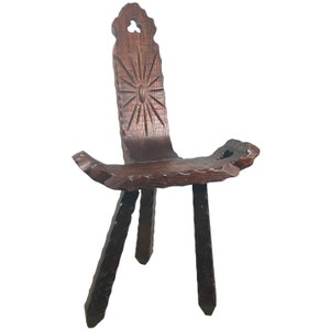 Birthing Stool Vintage French Traditional Wooden Brown Small Chair Stand Display Rest Plinth Seating Tabouret REPAIRS NEEDED c1950&#39;s / EVE