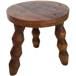 Stool Vintage French Traditional Brutalist Chunky Milking Stool Small Chair Stand Plinth Seating Plant Tabouret c1950-60&#39;s / EVE