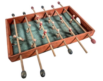Vintage French Mini Small Table Football Soccer Toy Game Of Skill Wooden Wood Toy Decorative Collector DAMAGED c1960-70&#39;s / EVE