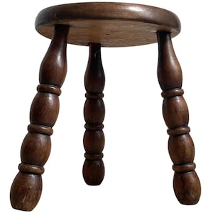 Plinth Vintage French Traditional Worn DAMAGED Stand Bobbin Leg Plinth Plant Tabouret c1960&#39;s / EVE