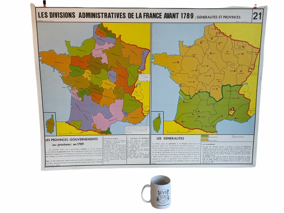 Vintage Map Poster of France With New Regions and Departments, Without  Poster Holder 