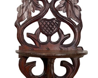 Antique French Small Wall Hanging Shelf Wood Plinth Stand Display Rest DAMAGED c1910's / EVE